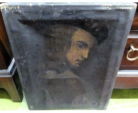 19th century continental school - Portrait study of a medieval young man, 36 x 28cm, unframed