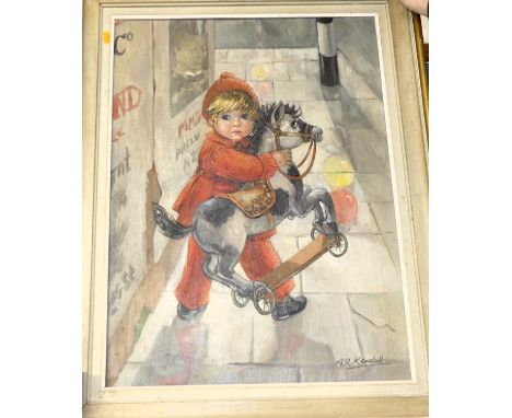 Alice R. Kendal - The toy horse, oil on canvas, 67 x 50cm 