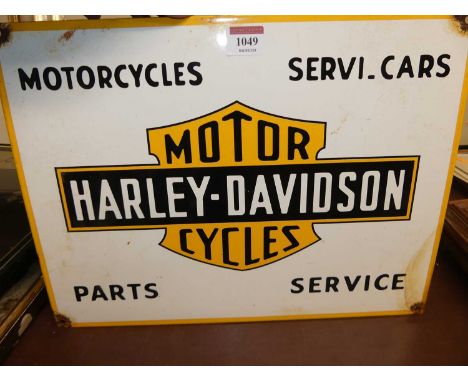 An enamel advertising sign for Harley Davidson Motorcycles, 30 x 40cmReproduction