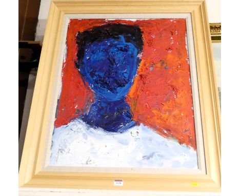 Lay - Portrait study, mixed media and palette knife oil on canvas, signed lower right, 70 x 55cm 