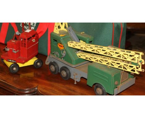 A Lumar Contractors &amp; Triang KL44 tin plate crane,  both large scale examples