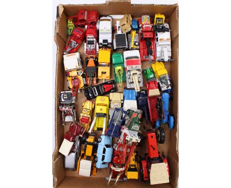 One tray containing various Matchbox, Britains, Joel, Siku, and similar, tow truck and farming interest diecast vehicles to i