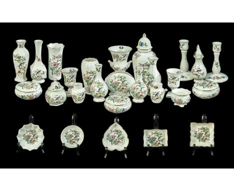 Aynsley Collection of Fine English Bone China Pieces (26), various shapes and sizes, 'Pembroke' design, includes vases, jars,