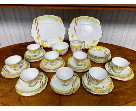 Royal Albion Tea Set, Beautiful vintage set - an original art deco era fine china tea trio, made by a pottery called the Roya