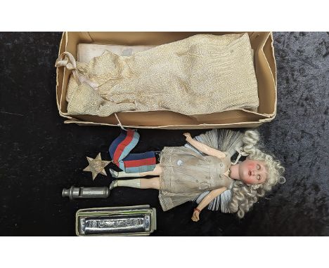 Mixed Lot of Collectibles, to include a 1939-1945 Star Medal, a German 390 11/0 9'' bisque faced angel doll with long hair, d