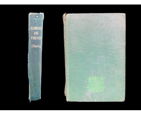 James Bond Interest - 'Diamonds are Forever' by Ian Fleming, first edition ex library book, dated 1956.  Green cover, spine l