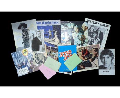 Collection of Comedy Star Autographs, on photos, pages etc., super names noted include William Hartnell, Sid James, Dudley Mo