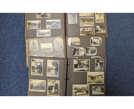 Three Photo Albums Containing 300+ Photos, Portraits, Family Life, Hunting, Topographical, Odd Military Related etc 1920's 19