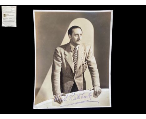Vintage Basil Rathbone Signed Photographs, measures 9.5'' x 7.5'', comes with Certificate of Authenticity from Fraser's Autog
