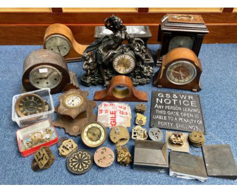 Two Boxes All Clock Related, to include mantle clocks, slate clock, accessories, parts, etc. Mixed lot, as found. Ideal for s