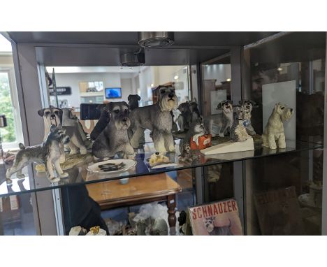 Box of Ceramic &amp; Porcelain Schnauzer Dog Figures, including Beswick, all shapes and sizes, approx. 20 in total.  Together