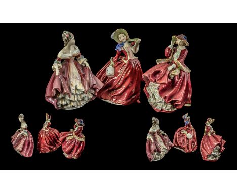 Royal Doulton Trio of Handpainted Porcelain Figures (3), comprises 1.  'Top o' the Hill'  HN1834,  2.  'Autumn Breezes' HN 19