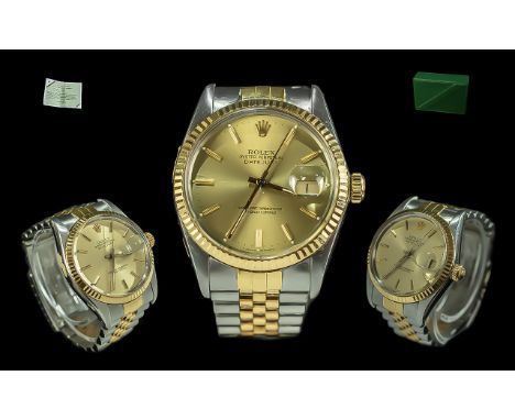Rolex Oyster Perpetual Gents 18ct Gold &amp; Steel Chronometer wristwatch - Model Number 16013, Serial Number R300570, Date o