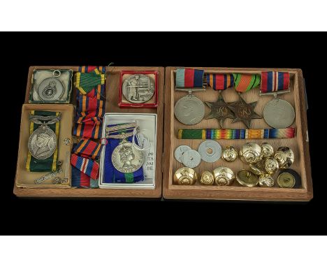 Mixed Lot of Military Related Items, including a General Service Medal with a Canal Zone clasp, and Territorial Medal awarded