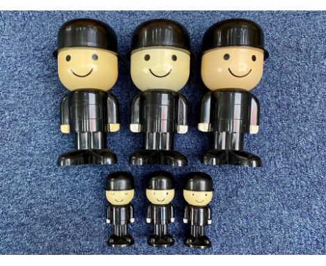 Three Vintage Homepride 'Ben' Shakers and three cruets.
