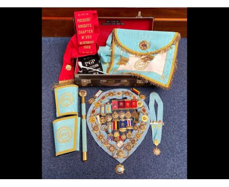 Large Quantity of Buffalo Jewels, to include silver, gilt and enameled medals, two cuffs, a decorated medal sash, variou sash