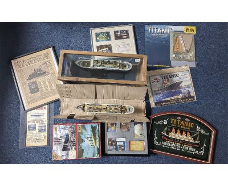 Titanic Interest - Large Collection of Titanic Memorabilia, comprising a model of the Titanic housed in a glass display case,