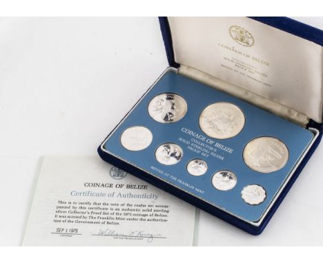 A 1975 Belize eight silver coin set by Franklin Mint   