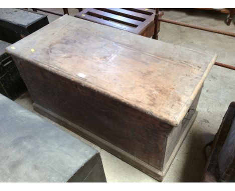 A Victorian stained pine trunk, with candle box interior, 105cm wide AF
