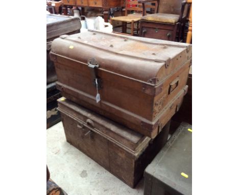 A metal strong box; and a metal trunk AF, (2)