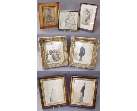 A Pair of Watercolour Portrait Miniatures, 19th century, depicting a Lady and Gentleman in interior settings, with gilt frame