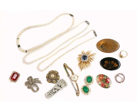 A Quantity of Jewellery Including, a lady's 9 carat gold Tudor wristwatch, case with an Edinburgh gold hallmark for 1965, wit