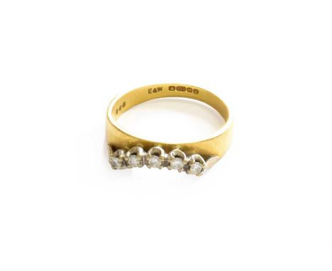 An 18 Carat Gold Diamond Half Hoop Wishbone Ring, finger size PGross weight 4.5 grams.