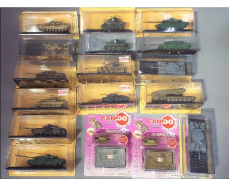 DeAgostini, Dragon and Others - 17 boxed / carded diecast model tanks in various scales. Lot includes DeAgostini M4A3 Sherman