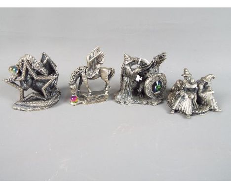 Myth and Magic and The Tudor Mint - three Myth and Magic pewter figures comprising The Mystic Stone 3199, Pegasus and The Dra