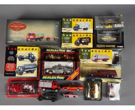Corgi, Scalextric, Britains and Others - A collection of 17 predominately boxed diecast model vehicles, figures and a slot ca