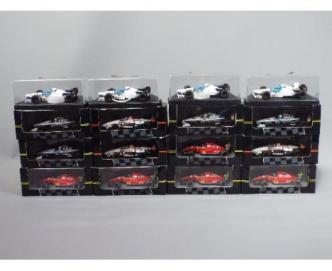 Onyx - 16 boxed 1:43 scale model F1 and Indy racing cars by Onyx. Lot includes #126 Tyrell Honda 020 Stefano Modena; #276 Tyr