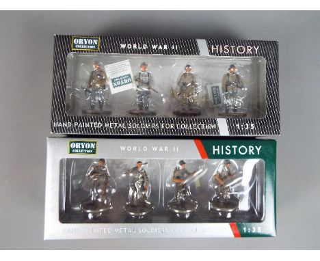 Oryon Collection -  two boxes of hand-painted metal soldiers 1:35 scale World War II comprising ART. 2017 US 1st Infantry Div