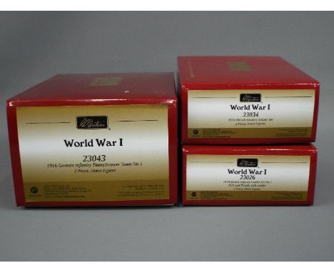 Britains - Three boxed sets of figures from the Britains World War 1 Range. Lot includes #23034 British Infantry Sniper Set, 