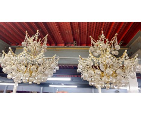 A pair of Swarovski crystal chandelier light fittings, H. 45cm, dia. 50cm.