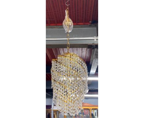A 1970's gilt spiral chandelier light fitting, H. 44cm.