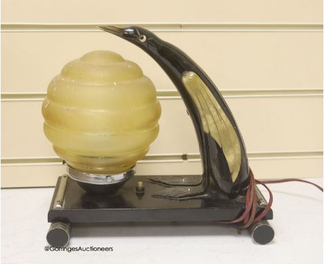   An Art Deco style horn desk lamp