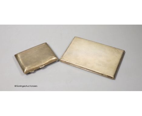   A George VI engine turned silver rectangular cigarette case, Goldsmiths &amp; Silversmiths Co Ltd, London, 1940, 12.3cm and