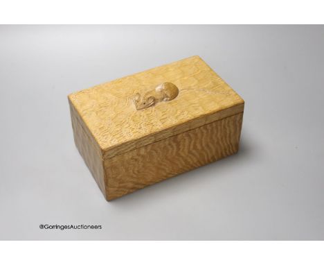   A Mouseman carved oak box and cover, 19cm