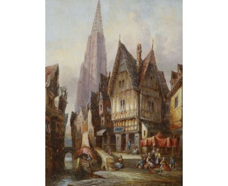   Henry Schafer (1833-1916), oil on canvas, 'Freiburg, Baden', monogrammed and dated 1884 and inscribed verso, 40 x 30cm