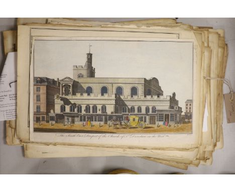   A group of mostly 18th century engravings, Topographical and architectural studies, largest approx. 27 x 40cm, unframed