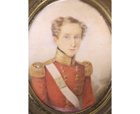   Guglielmo Faija (Italian, 1803-1873) , watercolour on paper, Miniature portrait of an army officer, signed Faija, dated 183