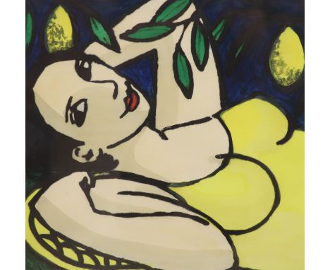   Anita Klein (1960-), limited edition print, Reclining woman and lemons, signed and dated '07, 44/50, 51 x 52cm