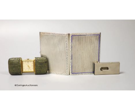   A German 935 white metal and enamel cigarette case, with interior inscription, 'In gratitude  For Your Sincere Friendship, 