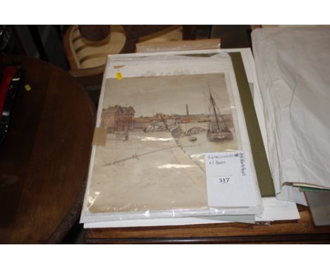 A collection of watercolours and prints 