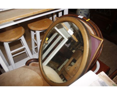 An oval gilt framed wall mirror; Simon Bray, pencil sketch; and one other pencil sketch