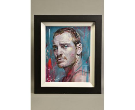ZINSKY (BRITISH CONTEMPORARY) 'MICHAEL FASBENDER' a head and shoulders portrait of the Hollywood actor, signed bottom left, o