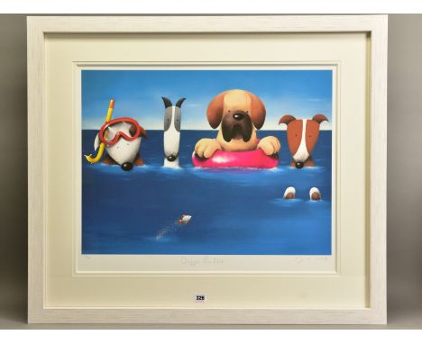 DOUG HYDE (BRITISH 1972) 'DOGGIE PADDLE' a limited edition print of dogs in the sea, signed to lower margin, no certificate, 