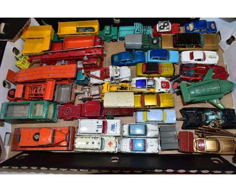 A QUANTITY OF UNBOXED AND ASSORTED PLAYWORN DIECAST VEHICLES, to include Corgi Toys James Bond Aston-Martin DB5, No 261, work