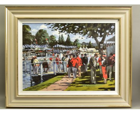 SHERREE VALENTINE DAINES (BRITISH 1959) 'ENGLISH ELEGANCE' a limited edition print 155/195, depicting Henley Regatta, signed 