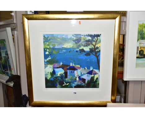 RICHARD TUFF (BRITISH 1965) 'ST MAWES ESTUARY' a limited edition print depicting a Cornish coastal landscape 48/95, signed to